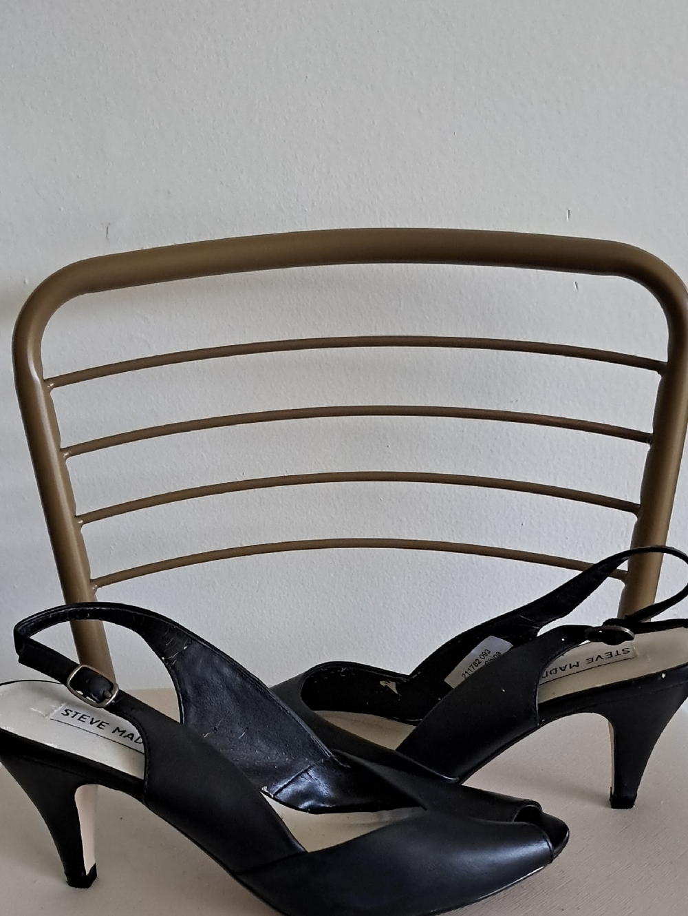 Steve Madden Black Open-Toe Slingback Heels